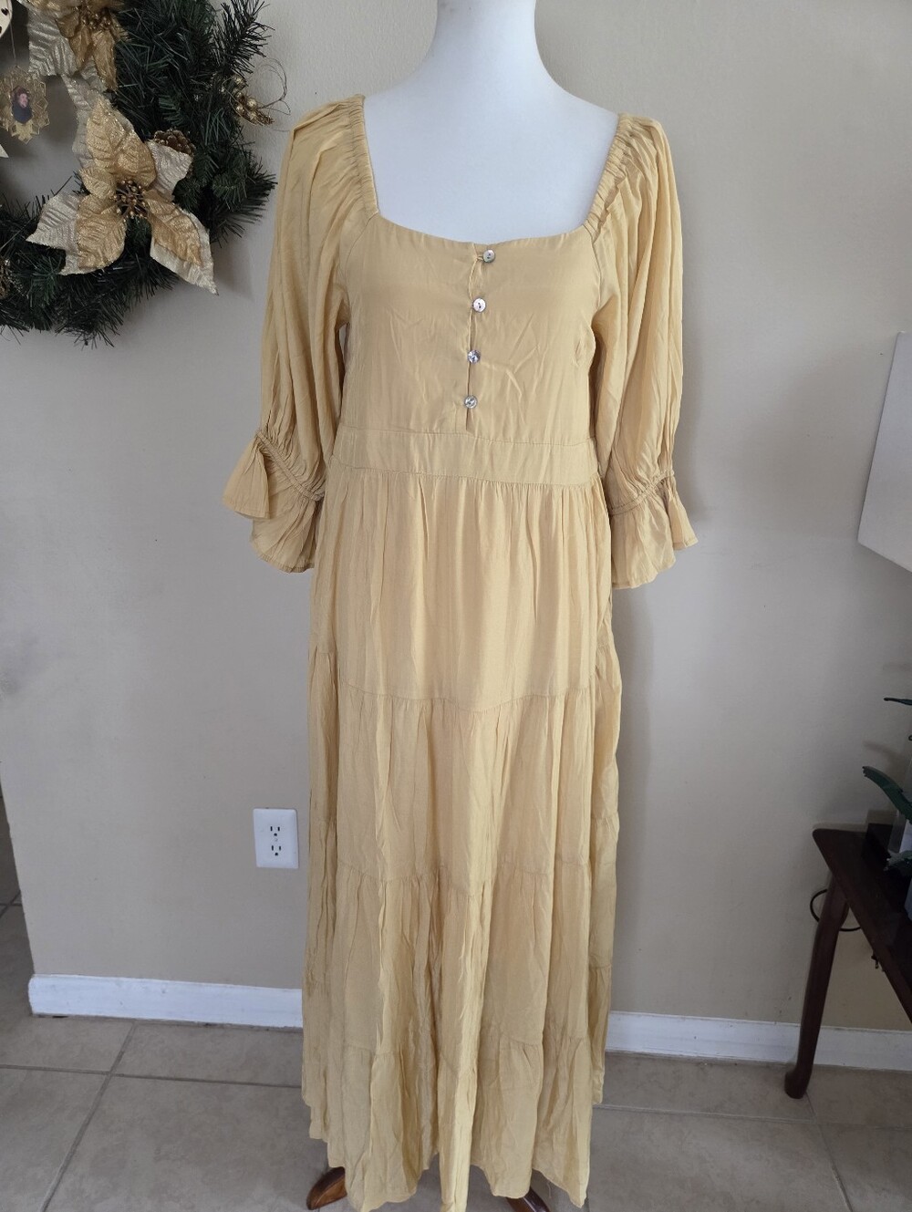 Listicle - Light Yellow Tiered Maxi Dress - Sunny Casual Style - Size Small